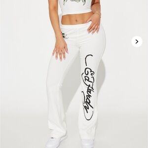Ed Hardy Women's White Graphic Pants